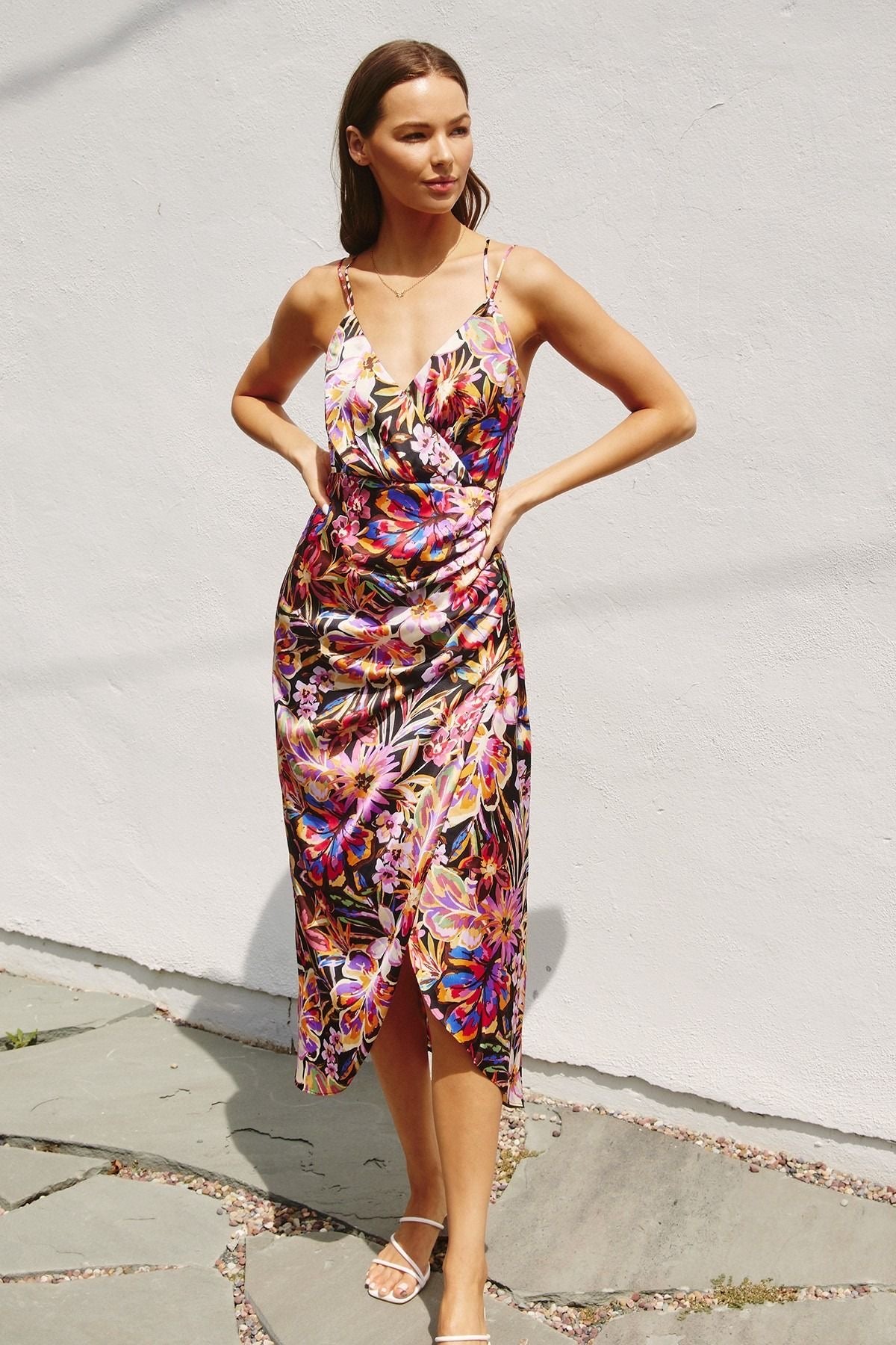 Satin Floral Tulip Dress sold by A Velvet Window