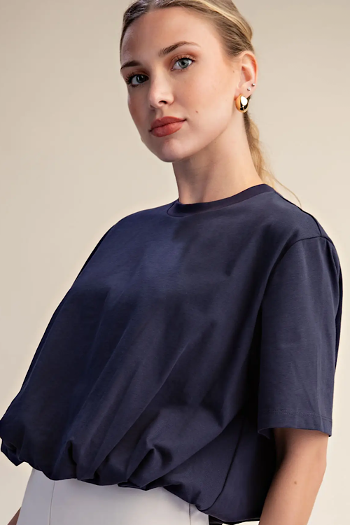 Cropped Bubble Hem T-Shirt sold by A Velvet Window