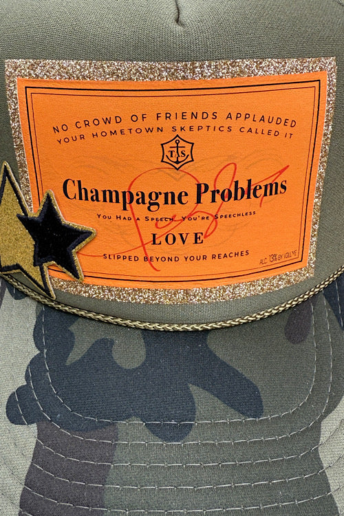 Champagne Problems Camo Trucker Hats