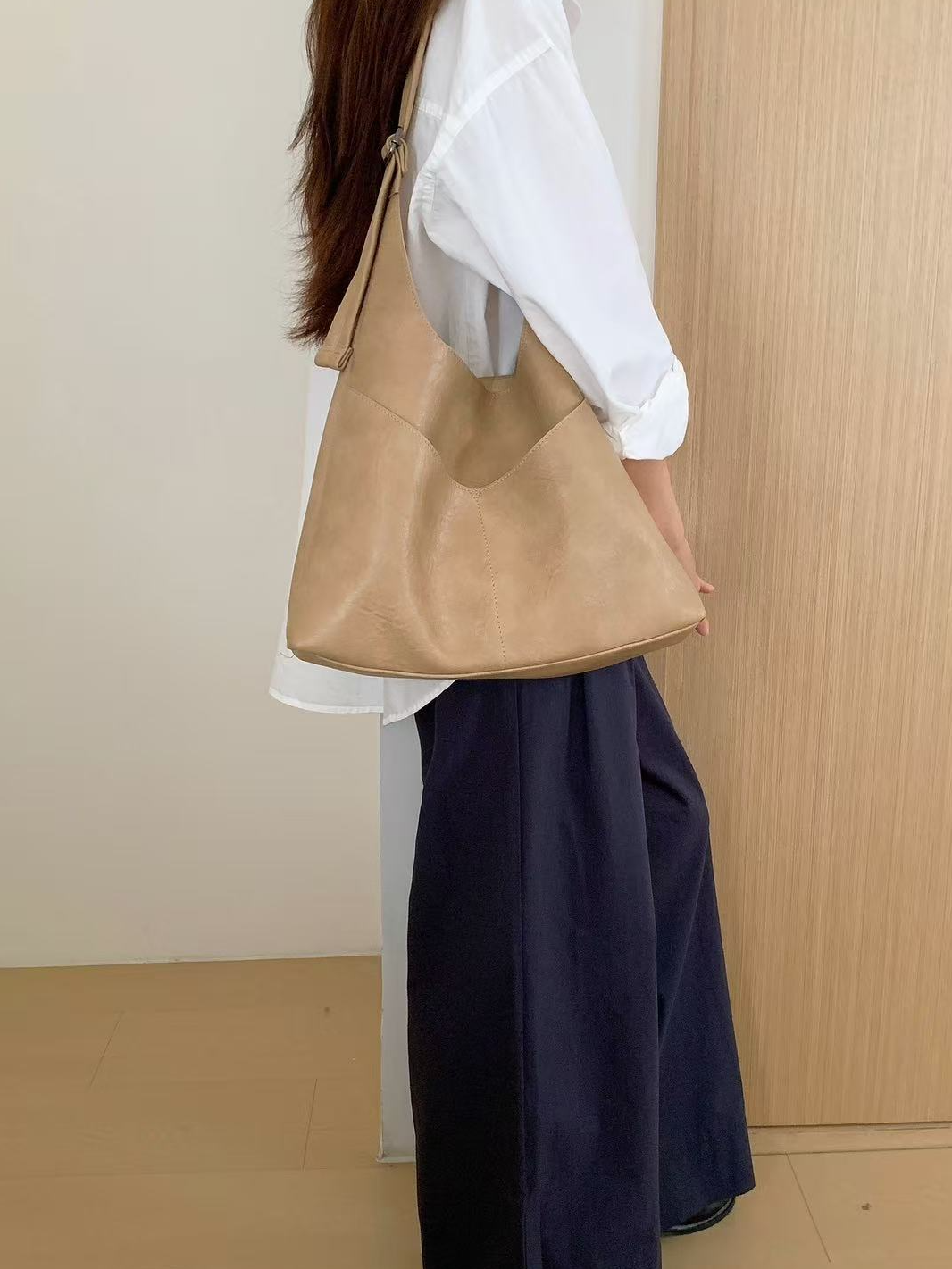 Microfiber Leather Front Pocket Hobo Bag sold by A Velvet WIndow