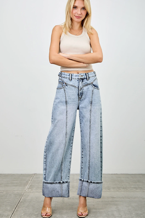 High Rise Acid Wash Low Curve Western Barrel sold by A Velvet Window