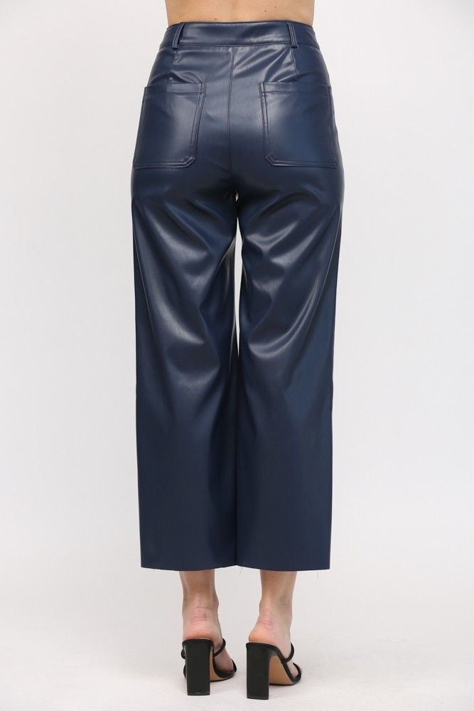 Midnight Cropped Faux Leather Pants sold by A Velvet Window