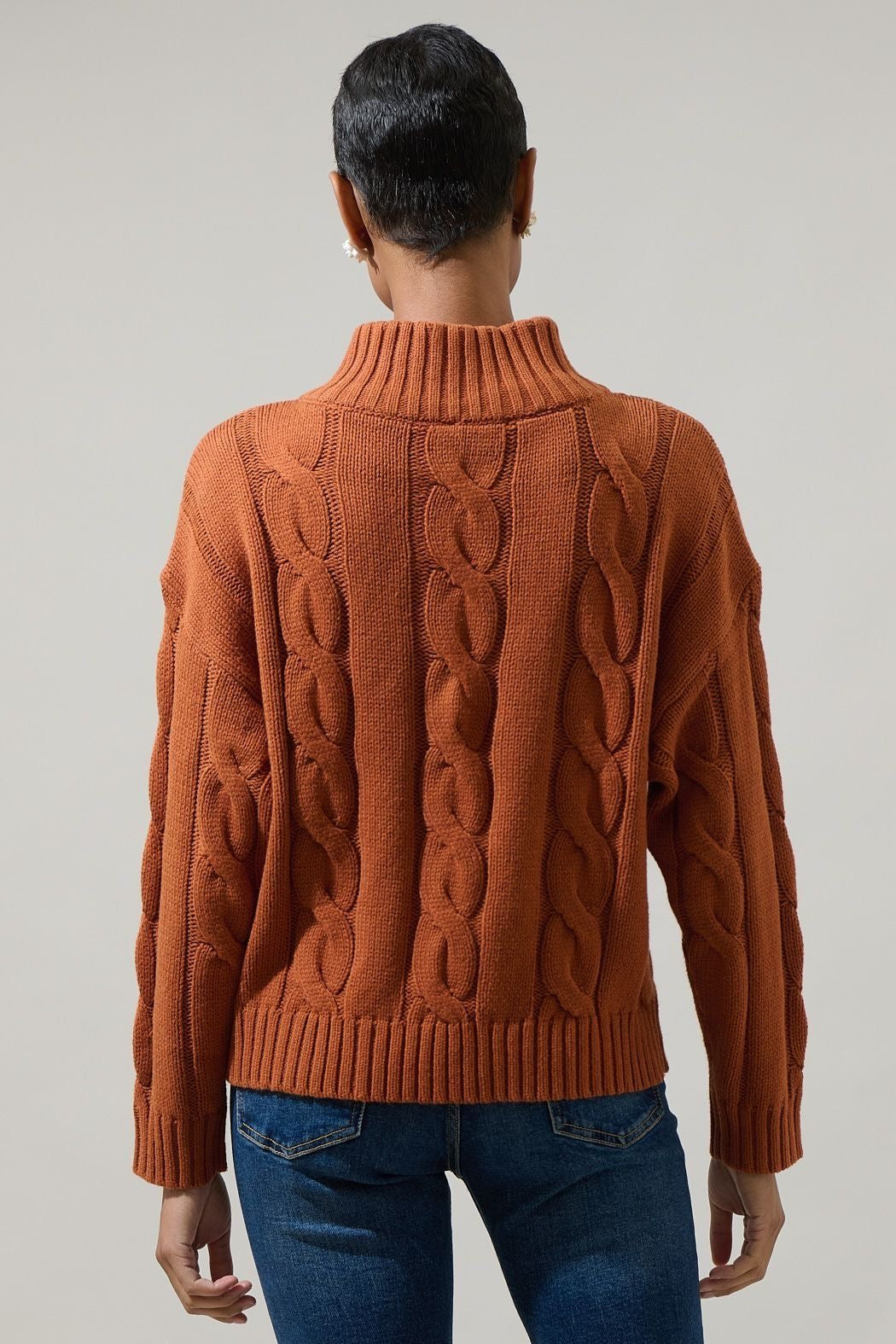 Zip Neck Cable Knit Sweater sold by A Velvet Window