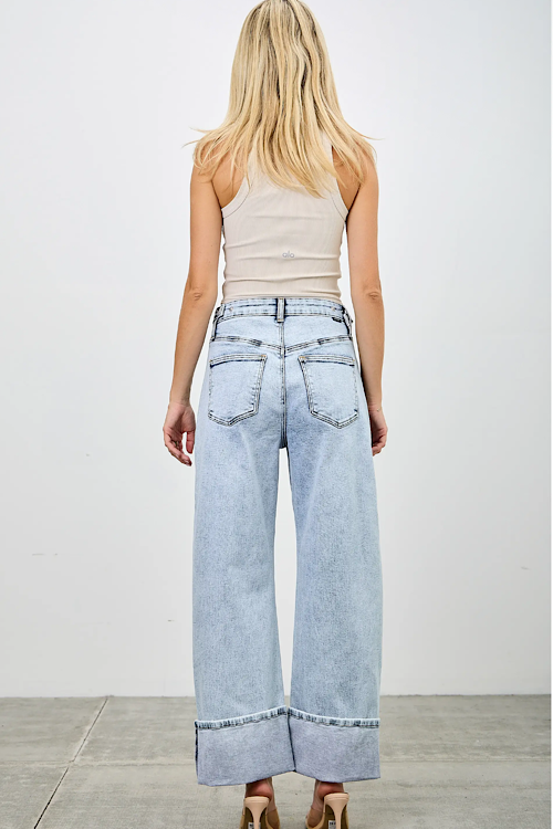 High Rise Acid Wash Low Curve Western Barrel sold by A Velvet Window