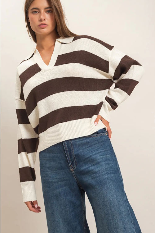Collared Stripe Sweater sold by A Velvet Window