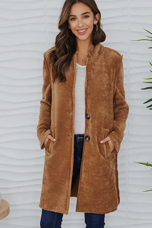 Luxe Camel Corduroy Jacket