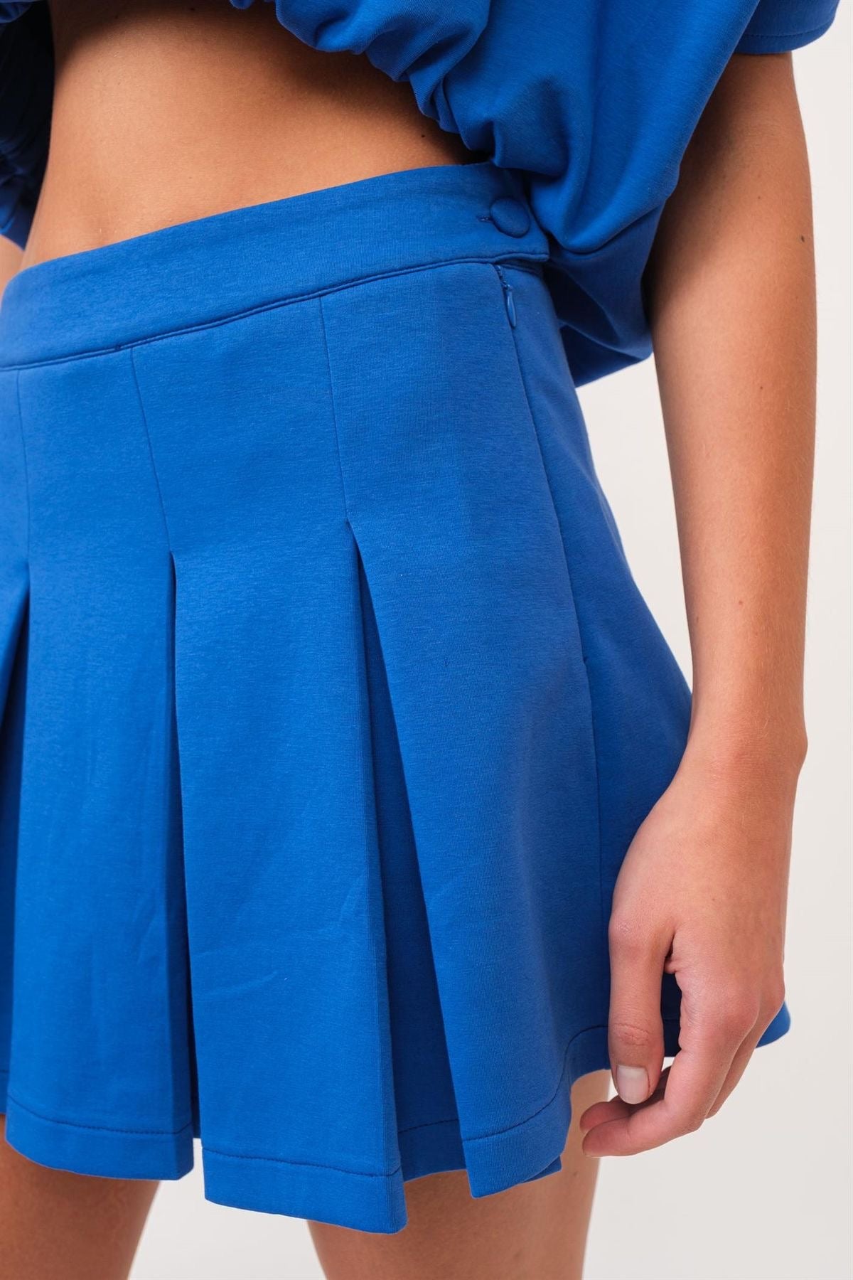 Vibrant Blue Knit Pleated Skirt sold by A Velvet Window