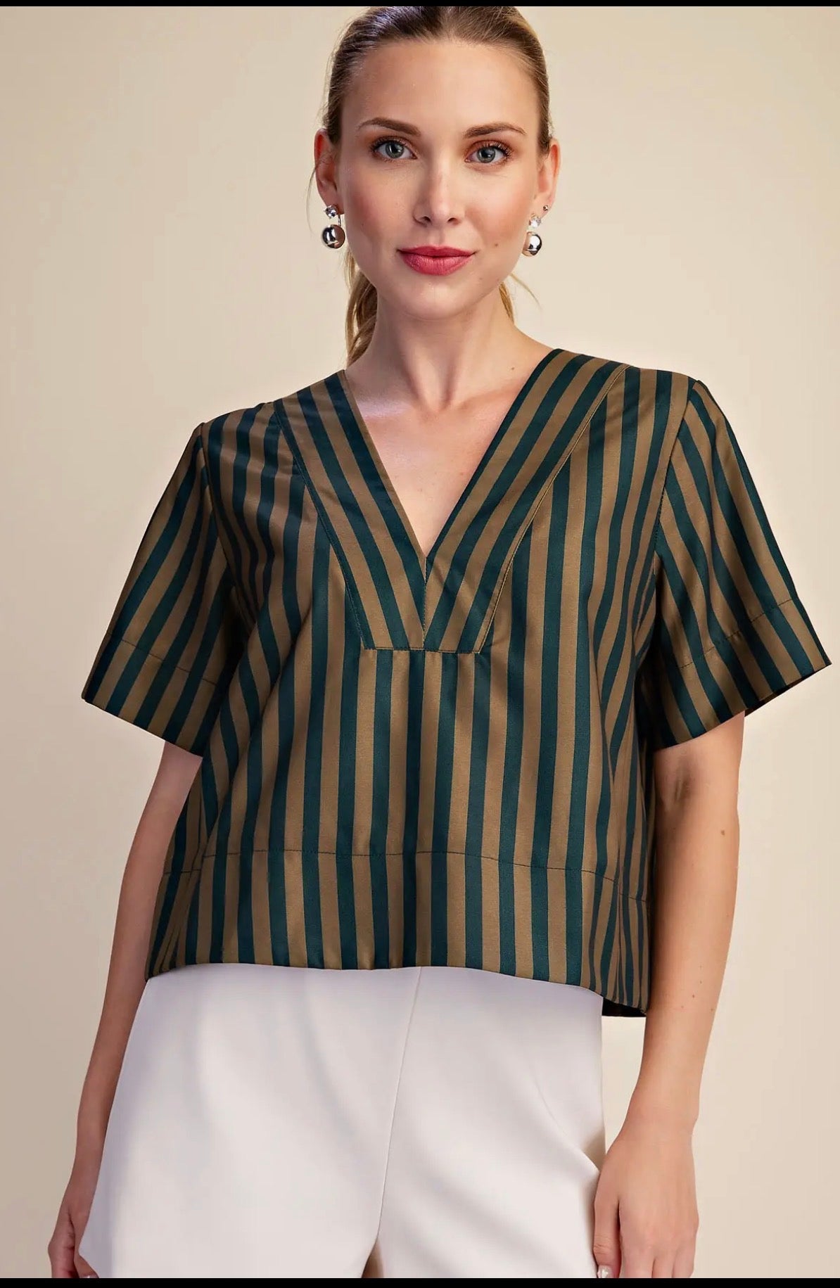 Bold Stripe VNeck Top sold by A Velvet Window