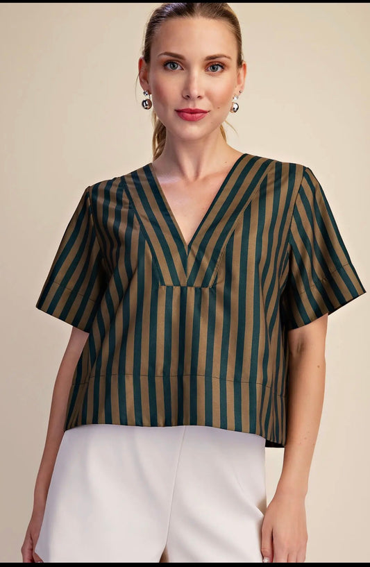 Bold Stripe VNeck Top sold by A Velvet Window