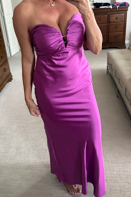 Fuchsia Return to Elegance Satin Dress