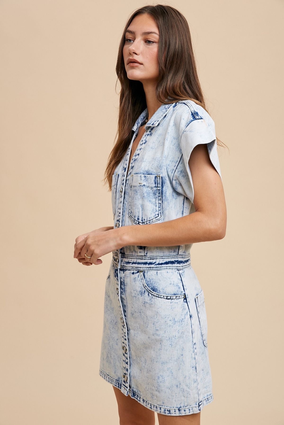 Acid Washed Denim Dress sold by A Velvet Window