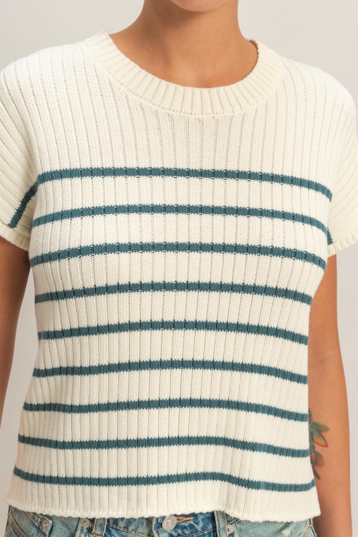 Cap Sleeve Ribbed Knit Top sold by A Velvet Window
