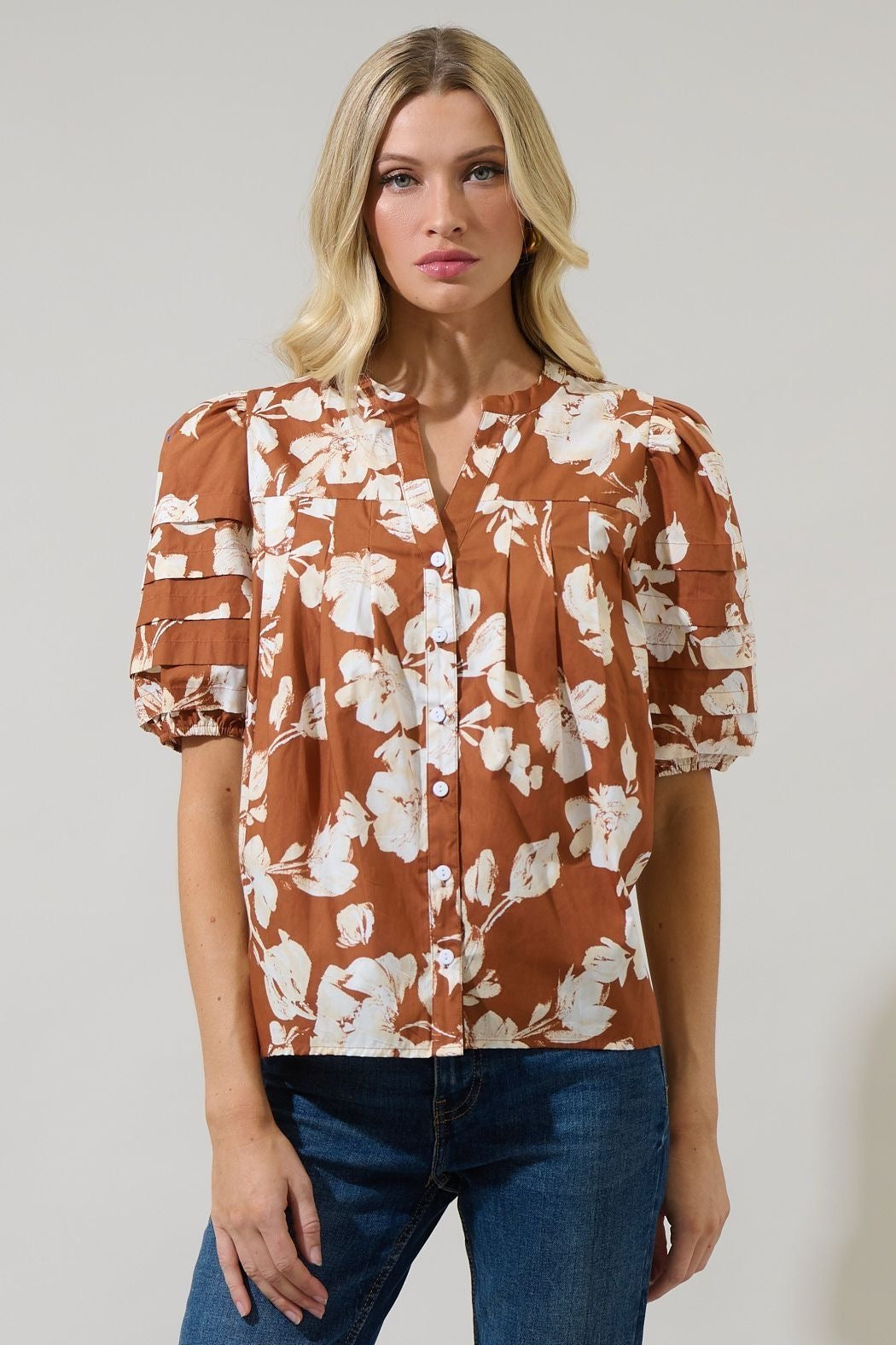 Surrey Camel Floral Top