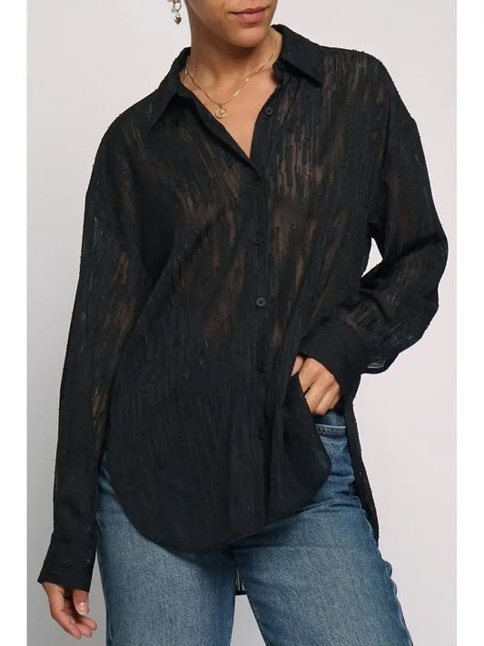 Sheer Lurex Black Top sold by A Velvet Window