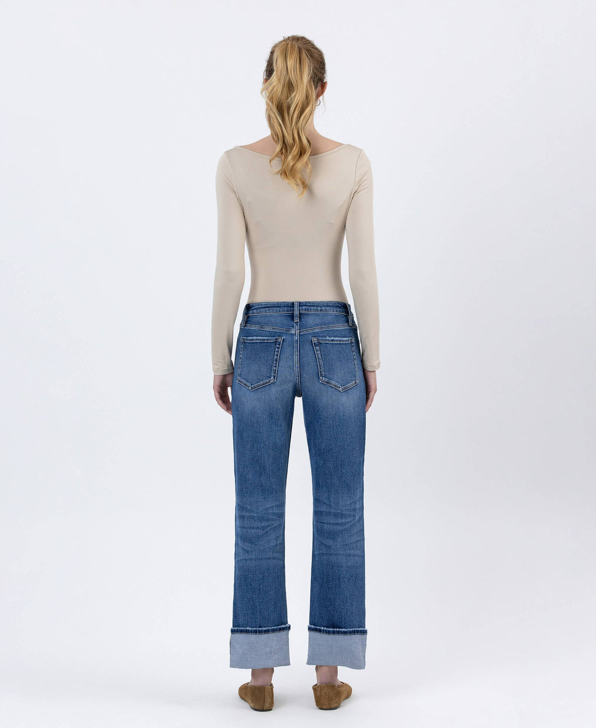 High Rise Cuffed Ankle Straight Jeans sold by A Velvet Window