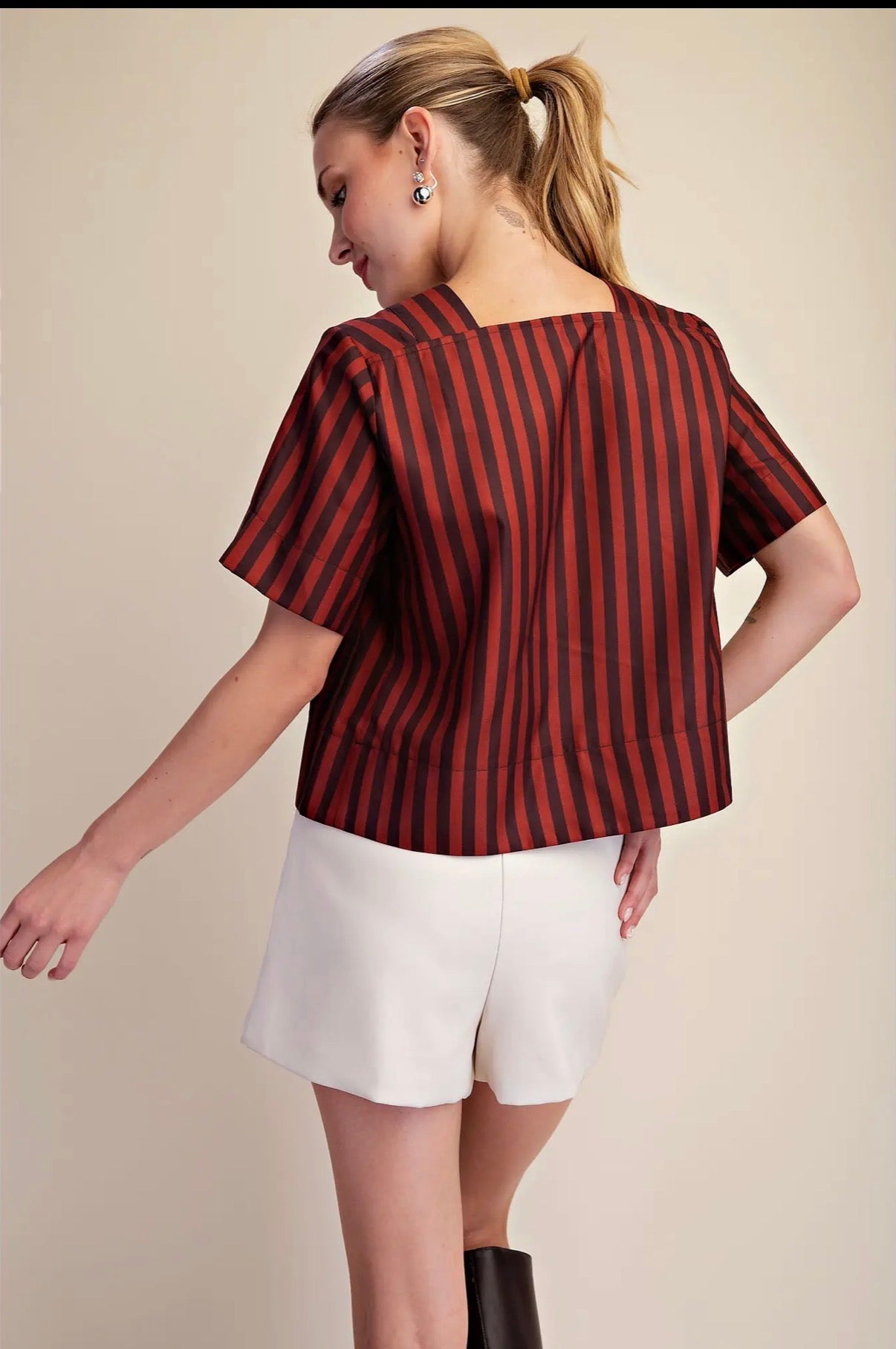 Bold Stripe VNeck Top sold by A Velvet Window