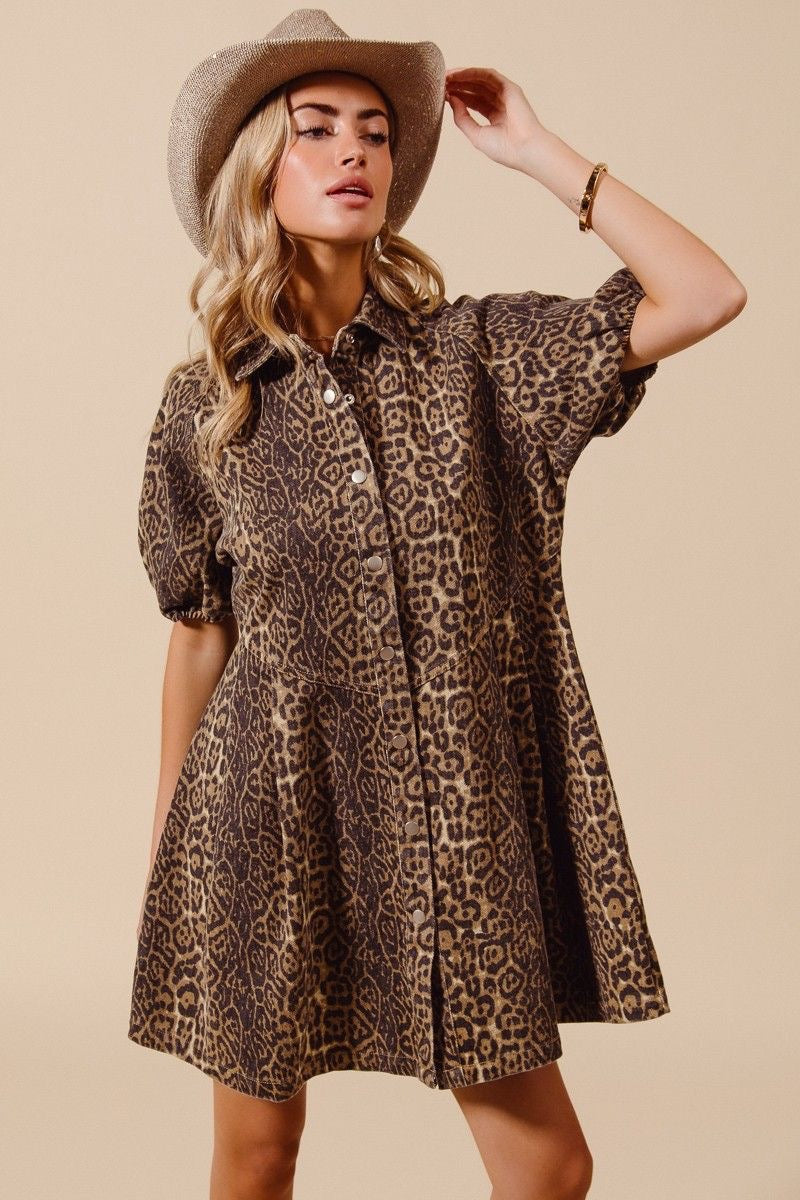 Denim Leopard Dress
