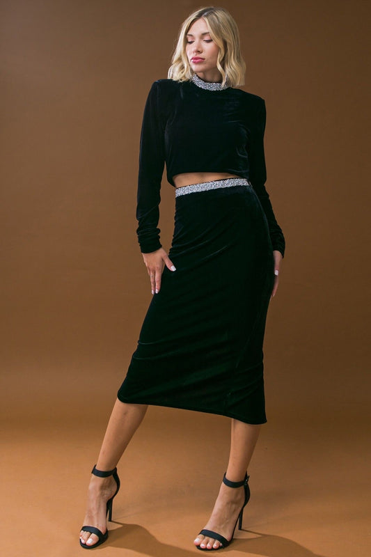 Rhinestone Embellished Velvet Skirt sold by A Velvet Window