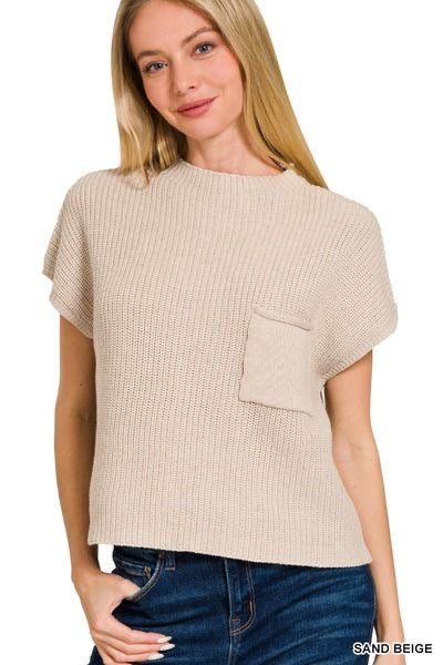 Mock Neck Short Sleeve Sweater