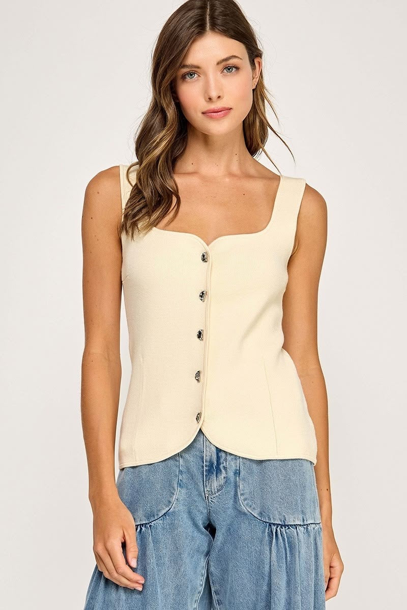 Sweetheart Neck Knit Top sold by A Velvet Window