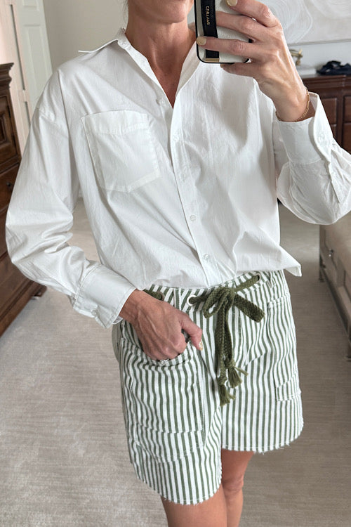 Olive Stripe Shorts sold by A Velvet Window