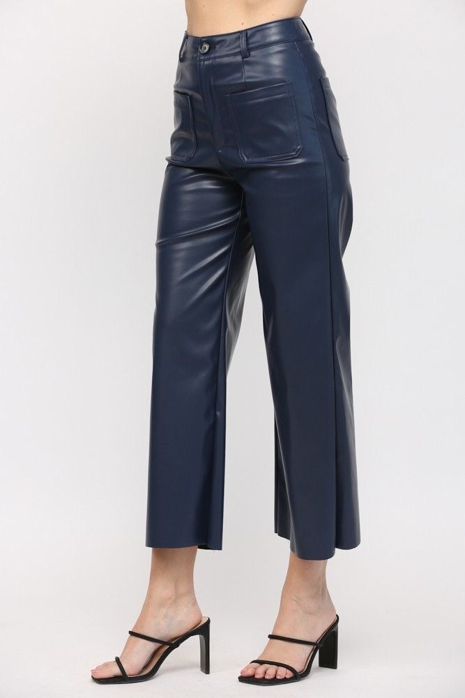 Midnight Cropped Faux Leather Pants sold by A Velvet Window