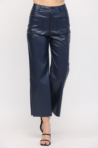 Midnight Cropped Faux Leather Pants