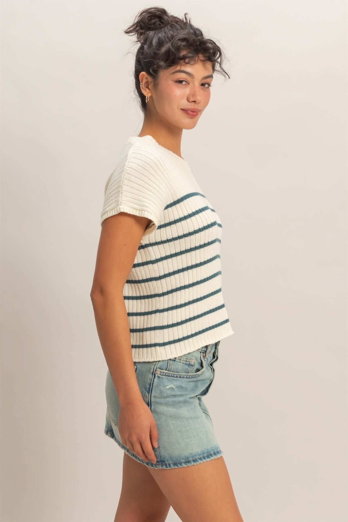 Cap Sleeve Ribbed Knit Top sold by A Velvet Window