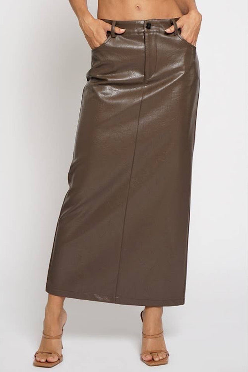 Chocolate Leather Skirt