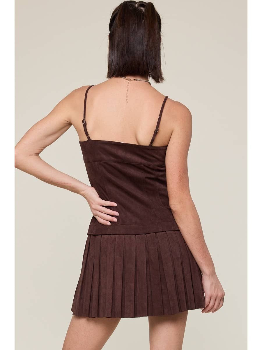 Suede Pleated Skirt Dress sold by A Velvet Window