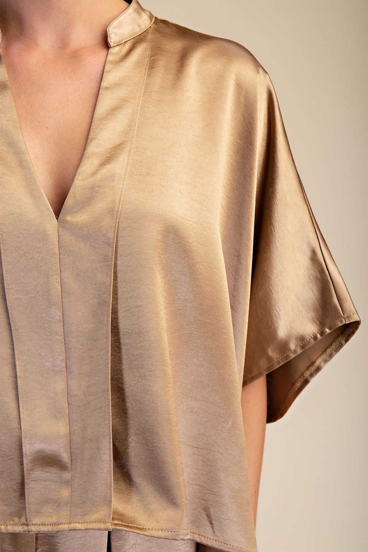 Taupe Satin Oversized Short Sleeve sold by A Velvet Window
