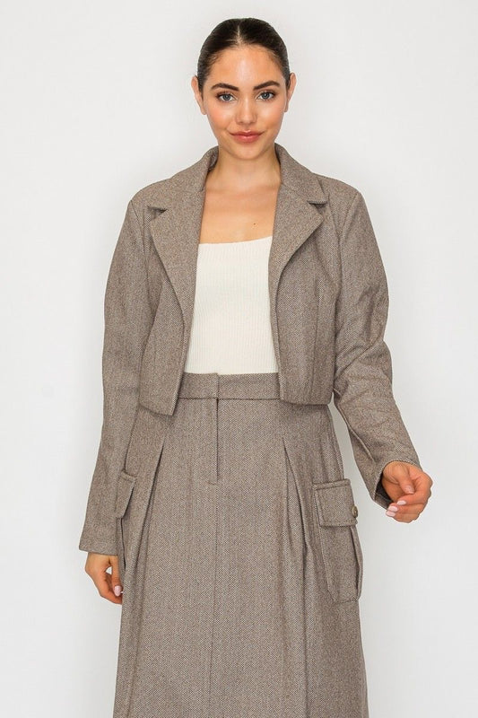 Cropped Herringbone Blazer