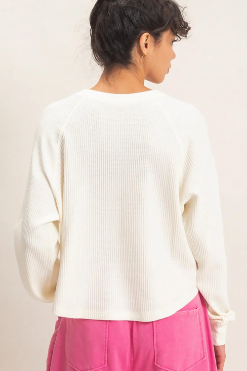 Mineral Wash Waffle Knit Henley Top sold by A Velvet Window