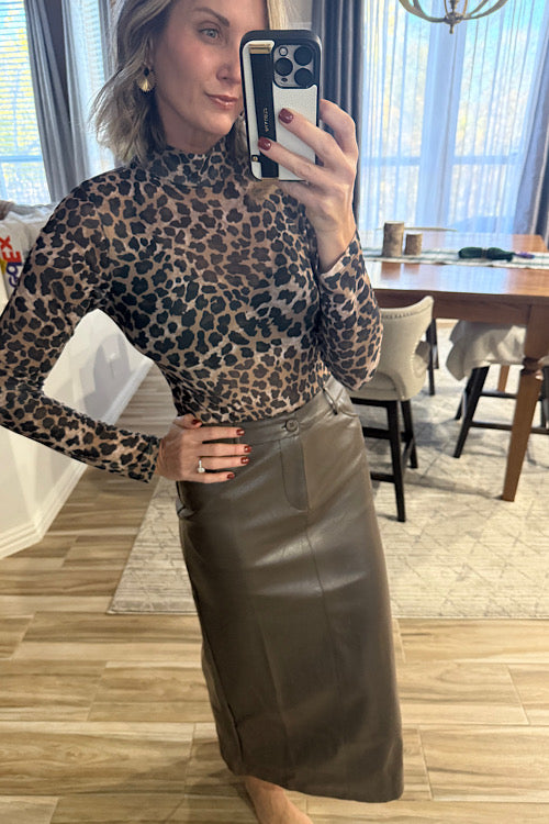 Chocolate Leather Skirt