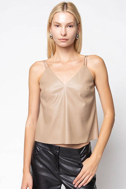 Latte Faux Leather Cami sold by A Velvet Window