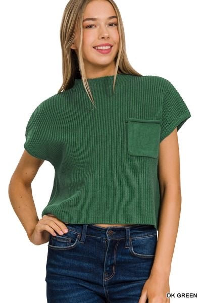 Mock Neck Short Sleeve Sweater sold by A Velvet Window