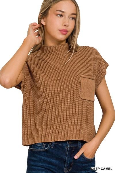 Mock Neck Short Sleeve Sweater sold by A Velvet Window