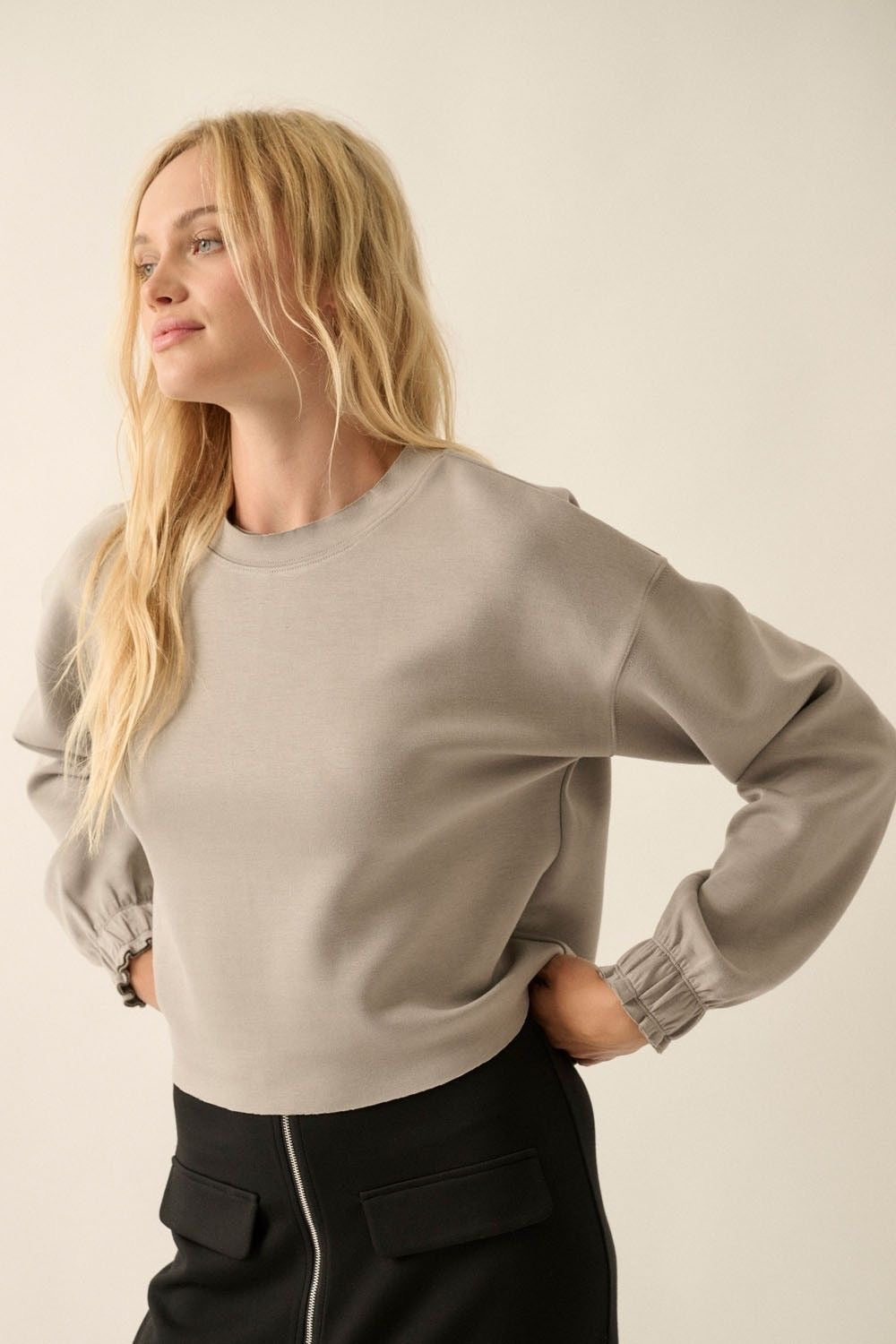 Stone Crew Neck Lounge Top sold by A Velvet Window