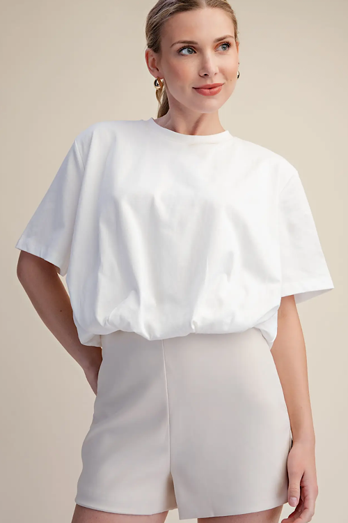 Cropped Bubble Hem T-Shirt sold by A Velvet Window