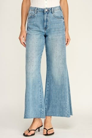 Studded Denim Wide Leg Jeans sold by A Velvet Window