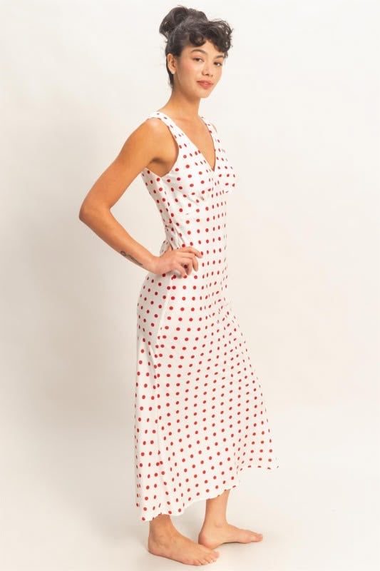 Satin Polka Dot Maxi Dress sold by A Velvet Window
