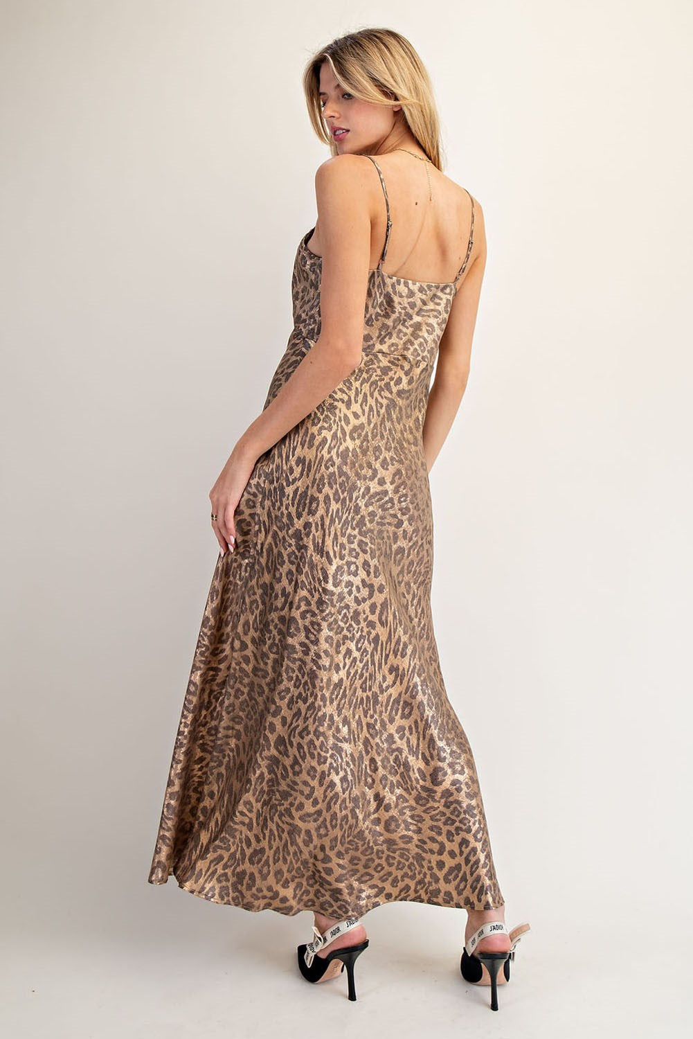 Metallic Sheen Leopard Print Slip Dress sold by A Velvet Window sold by A Velvet Window