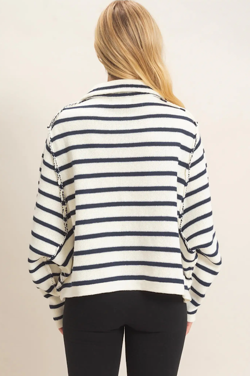 Collared Stripe Cardigan