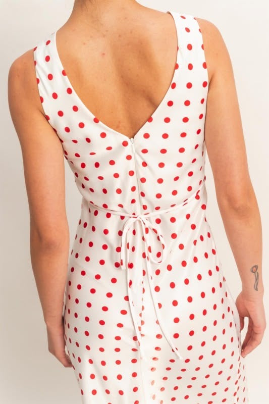 Satin Polka Dot Maxi Dress sold by A Velvet Window
