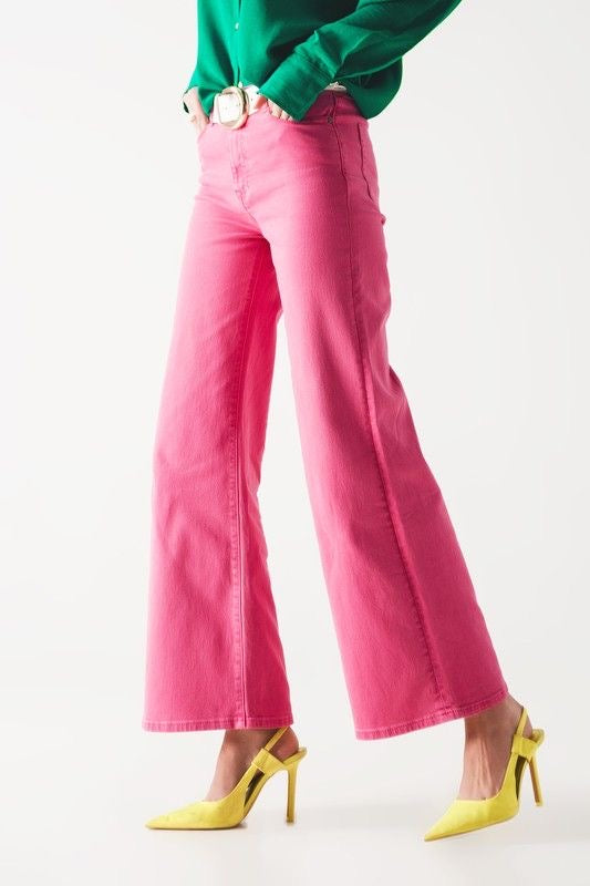 Bright Pink Wide Leg Cropped Denim sold by A Velvet Window