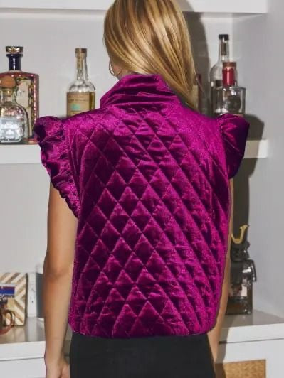 Magenta Velvet Quilted Vest sold by A Velvet Window