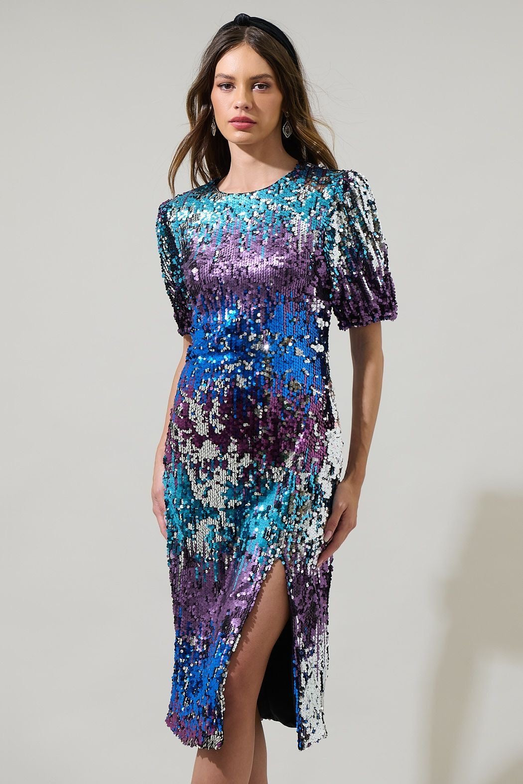 Night Sky Sequin Midi Dress sold by A Velvet Window