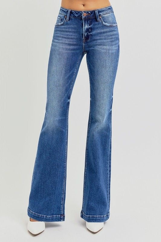 Risen Low-Rise Flare Jeans