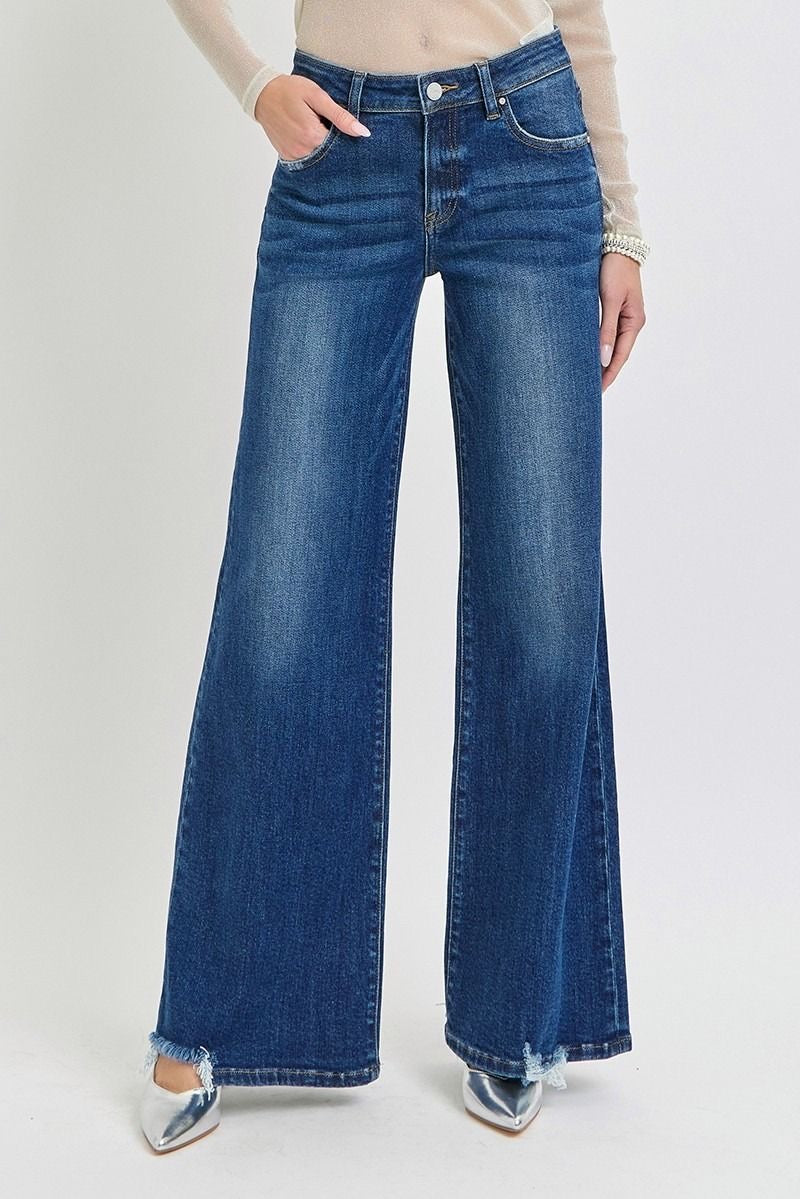 Risen Mid-Rise Wide Leg Jeans sold by A Velvet Window