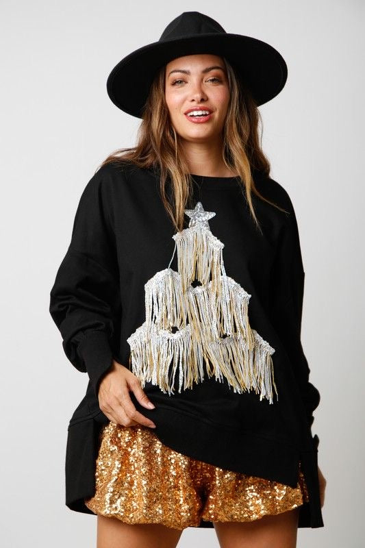 Fringe Christmas Tree Sweatshirt sold by A Velvet Window